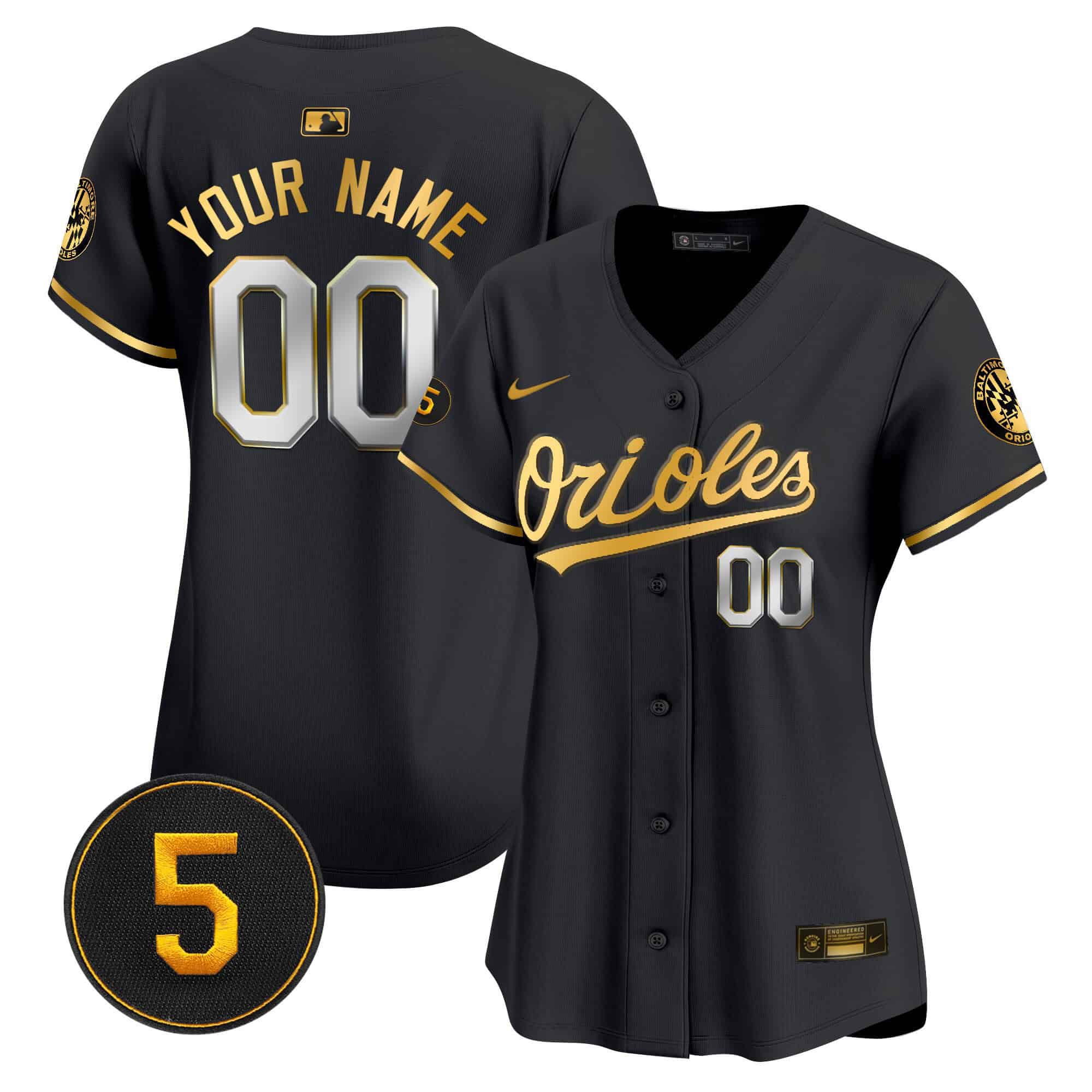 Women Baltimore Orioles Black 2024 Nike Robinson Patch Vapor Premier Limited Custom MLB Jersey->customized mlb jersey->Custom Jersey